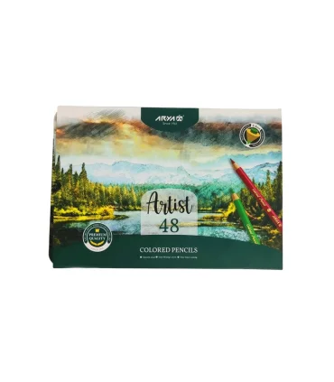 مداد رنگی آریا آرتیست 48 رنگ جعبه فلزی