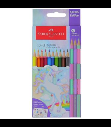 مداد رنگی فابرکاستل 10 رنگ و 3 پاستلی در جعبه مقوایی