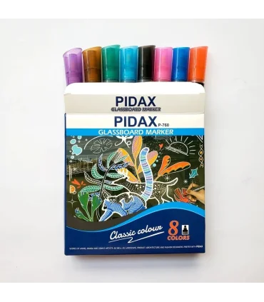 ماژیک گلس برد 8 رنگ PIDAX مدل P-760