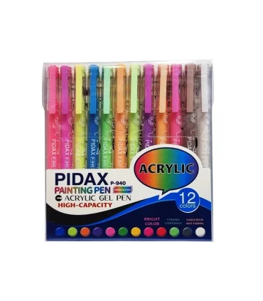 روان نویس 12 رنگ فسفری PIDAX مدل P-940