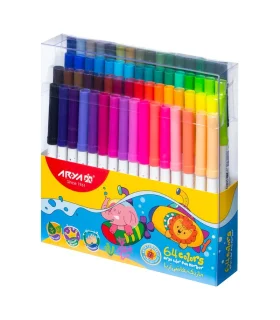 ماژیک 64 رنگ آریا با جعبه طلقی