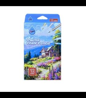 مداد رنگی پاستلی 12 رنگ جعبه مقوایی رین