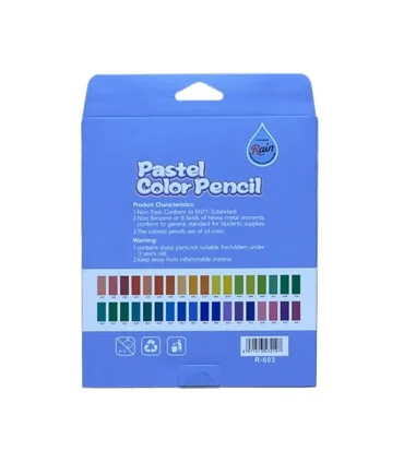 مداد رنگی پاستلی 36 رنگ جعبه مقوایی رین