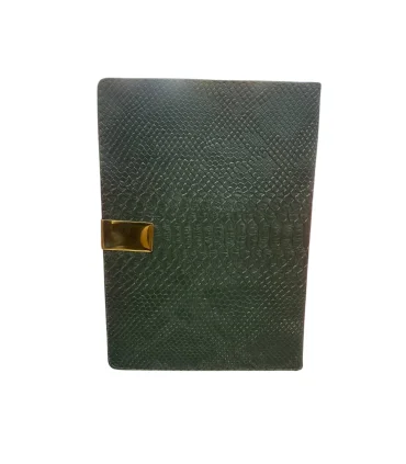 سررسید وزیری چرم پوست ماری با پلاک فلزی و جمعه جدا - هنری