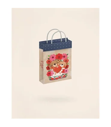 کیف هدیه فولدی طرح خرس و قلب لوتوس کادو