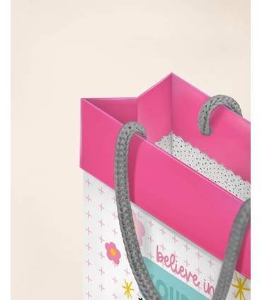 گیفت بگ گلاسه سایز 5 طرح BELIEVE | ساک کادو کوچک