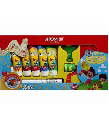 رنگ انگشتی 6 رنگ آریا با رول نقاشی کد: 7021 | آریا |6260297170211