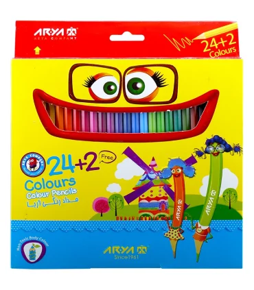 مداد رنگی 24 رنگ جعبه مقوایی آریا کد: 3017 | آریا |6260297130178