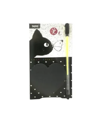 نوت استیک طرح قلب مشکی خودکار دار کد: 95-19 | متفرقه |6951460811009