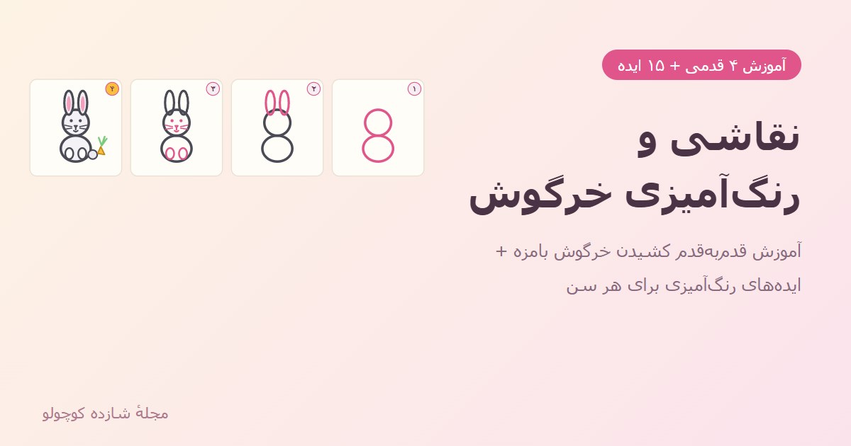 نقاشی و رنگ آمیزی خرگوش: آموزش ۴ قدمی + ۱۵ ایده برای کودکان